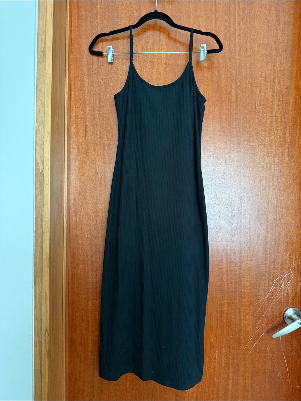 wild fable Black Ribbed Midi Slip Dress